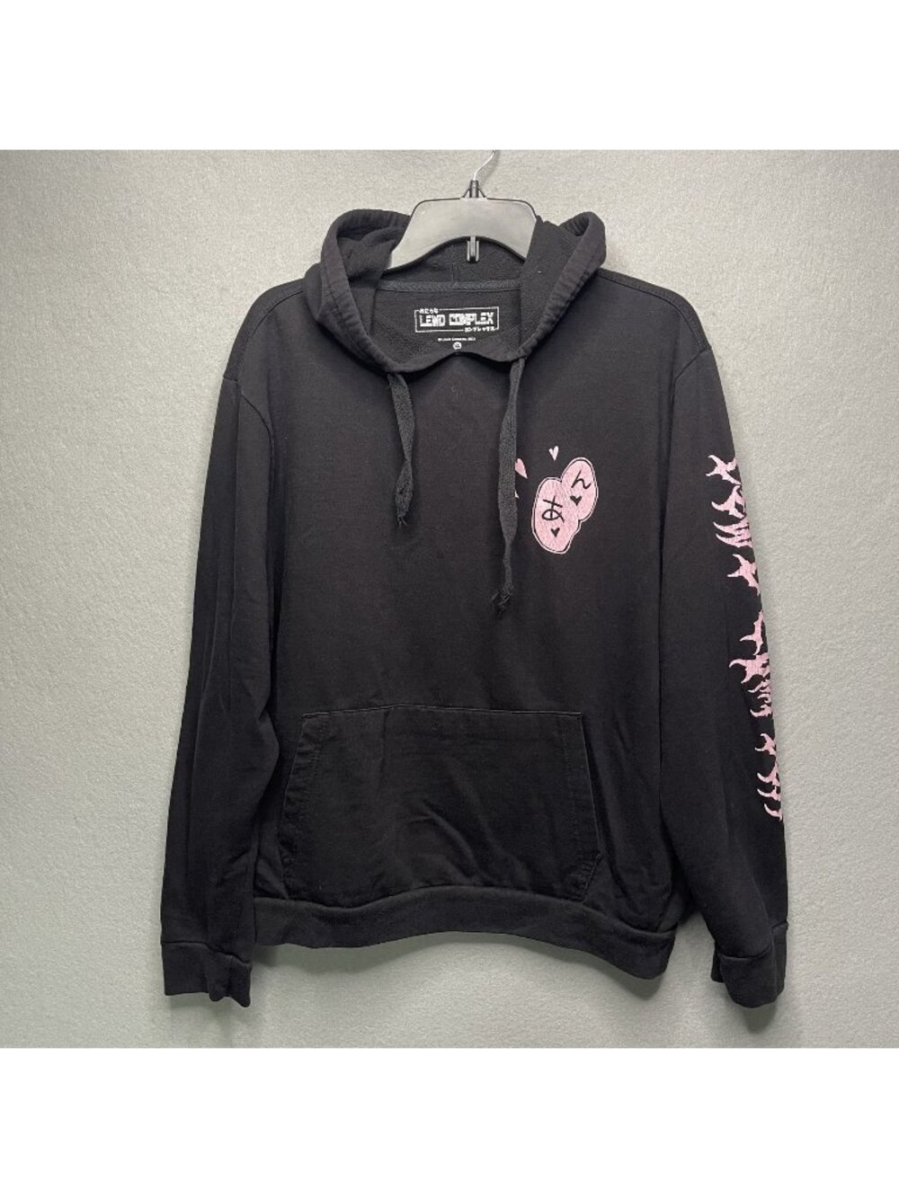 Lewd Complex Black Hoodie With Pink Anime Girl Graphics XL